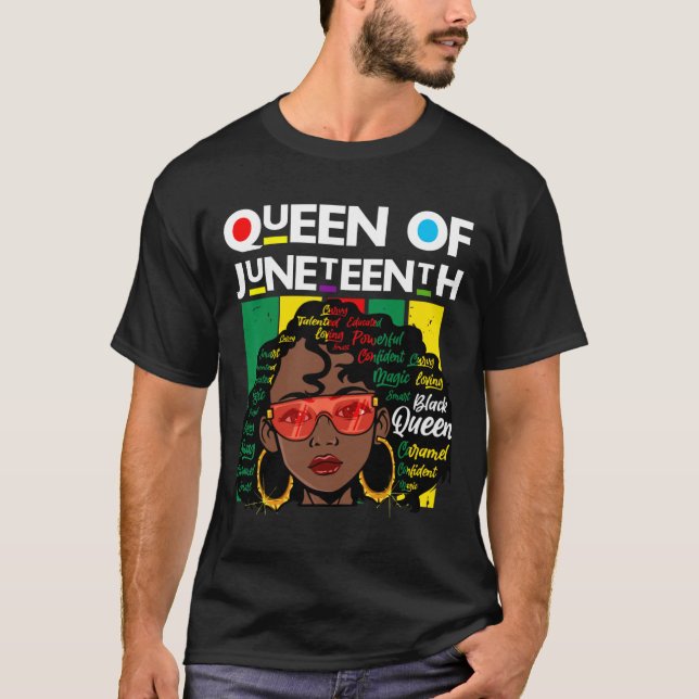 Juneteenth Black Queen Melanin Girl Magic Sista Wo T-Shirt (Front)