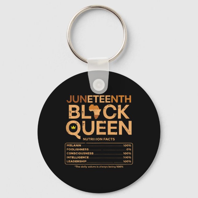 Juneteenth Black Queen Melanin Nutrition Matching  Key Ring (Front)