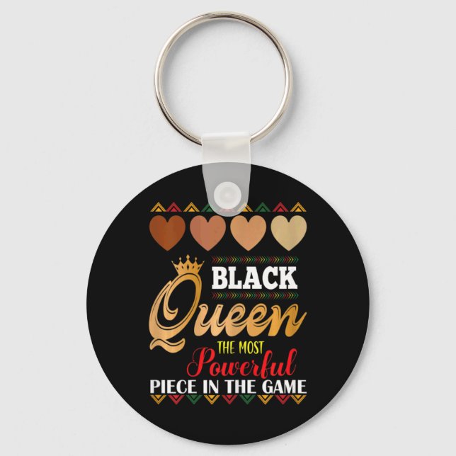 juneteenth black queen most powerful chess african key ring (Front)