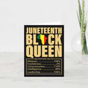Juneteenth Black Queen Nutrition Facts Black Histo Card