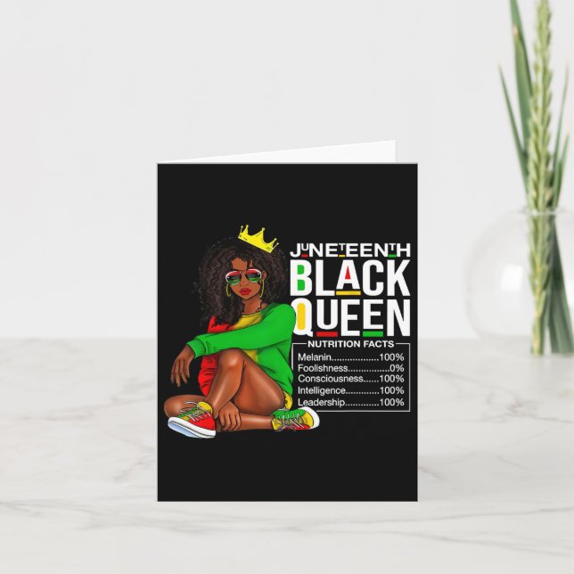 Juneteenth Black Queen Nutritional Facts 4th Of Ju Card (Front)