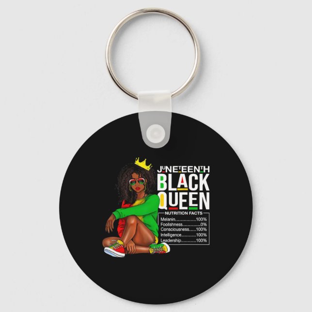 Juneteenth Black Queen Nutritional Facts 4th Of Ju Key Ring (Front)