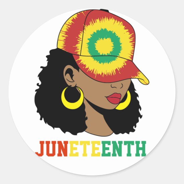 Juneteenth Black Woman Black History Month Classic Round Sticker (Front)