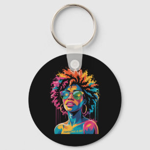 Juneteenth Black Woman Queen Afro African Melanin Key Ring