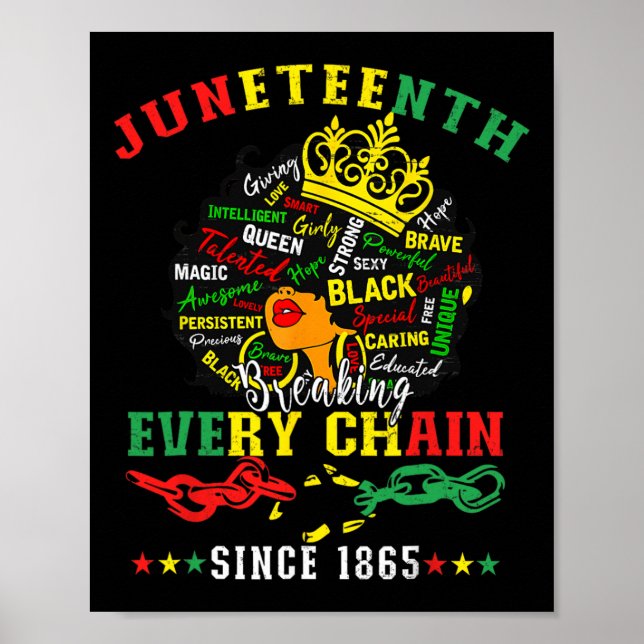 Juneteenth Black Women Breaking Every Chain Since  Poster (Front)