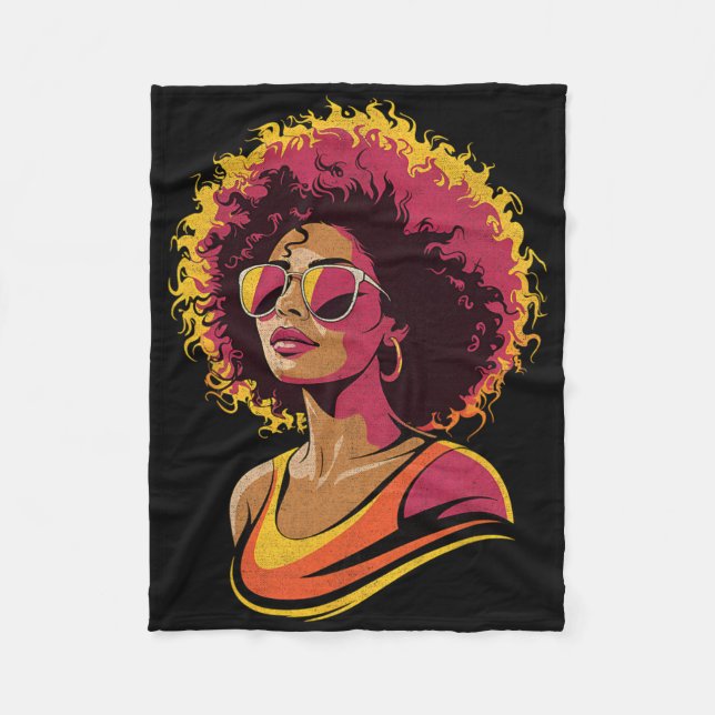 Juneteenth Black Women Melanin Queen African Ameri Fleece Blanket (Front)
