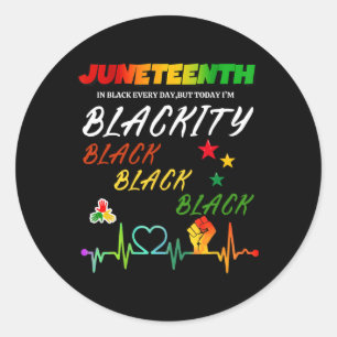 Juneteenth Blackity Heartbeat Black History Africa Classic Round Sticker