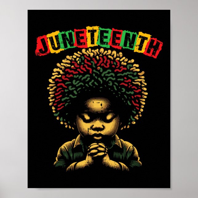 Juneteenth Boy Praying Black African June 19th Kid Poster (Front)