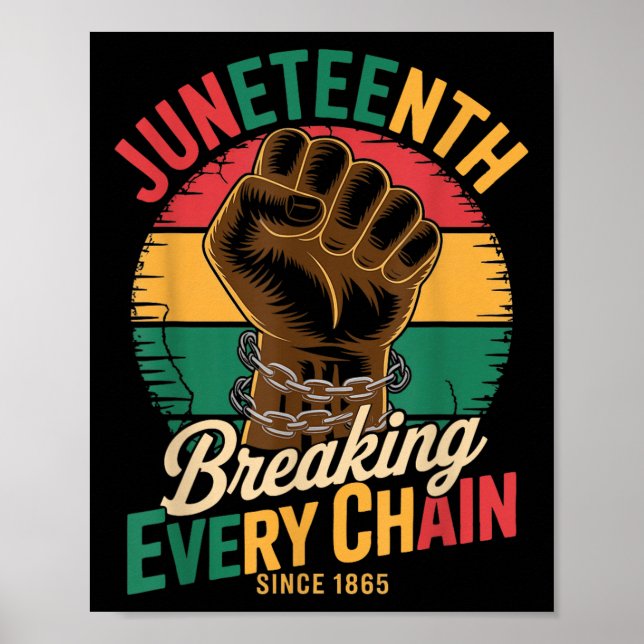 Juneteenth Breaking Every Chain Since 1865 African Poster (Front)