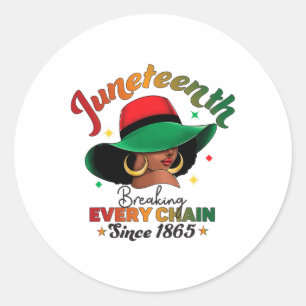 Juneteenth Breaking Every Chain Since 1865 For Wom Classic Round Sticker
