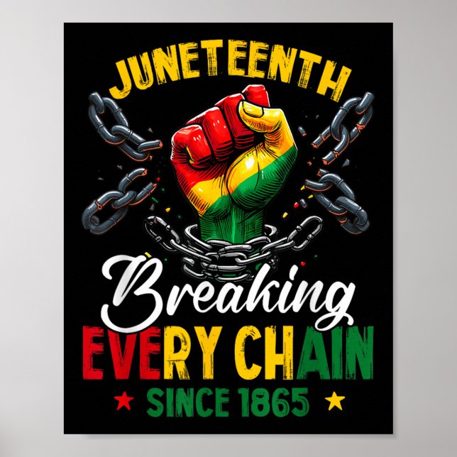 Juneteenth Breaking Every Chain Since 1865 Freedom Poster (Front)