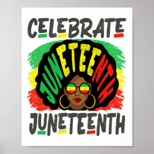Juneteenth Celebrate 1865 Black History Afro Hair Poster