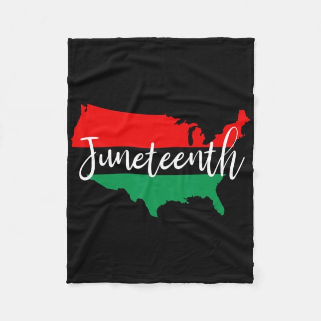 Juneteenth Celebrate Black Freedom Usa Map Black H Fleece Blanket (Front)