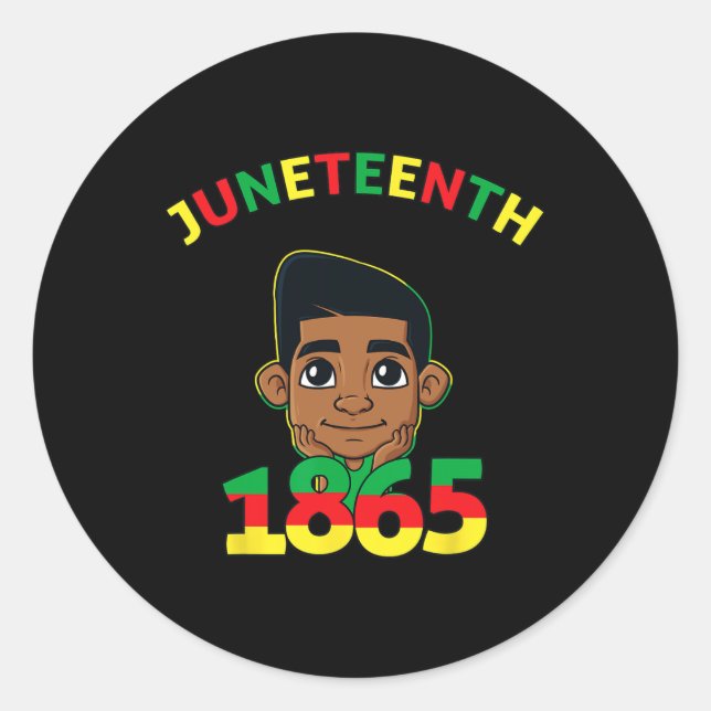 Juneteenth Celebrating 1865 Cool Brown Skin King B Classic Round Sticker (Front)
