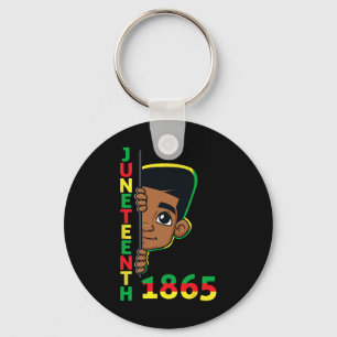 Juneteenth Celebrating 1865 Cool Brown Skin King B Key Ring