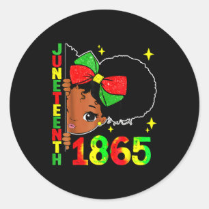 Juneteenth celebrating 1865 cute black girls kids  classic round sticker