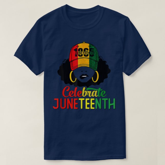 Juneteenth Celebrating 1865 Cute Black Messy Bun G T-Shirt (Design Front)