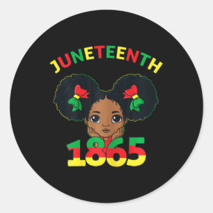 Juneteenth Celebrating 1865 Cute Brown Skin Girls Classic Round Sticker