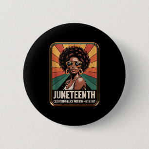 Juneteenth Celebrating Black Freedom Retro Vintage 6 Cm Round Badge