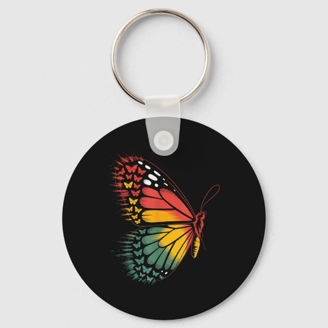 Juneteenth Celebration Butterfly Red Yellow Green  Key Ring (Front)