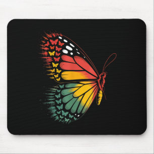 Juneteenth Celebration Butterfly Red Yellow Green  Mouse Pad