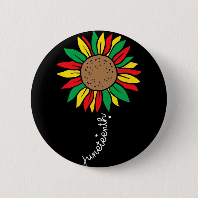 Juneteenth Colourful Sunflower Juneteenth Flower _ 6 Cm Round Badge (Front)