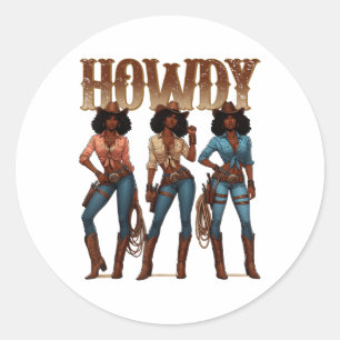 Juneteenth Cowgirl Western Rodeo Melanin History T Classic Round Sticker