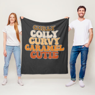Juneteenth Curly Coily Curvy Caramel Cutie Fleece Blanket