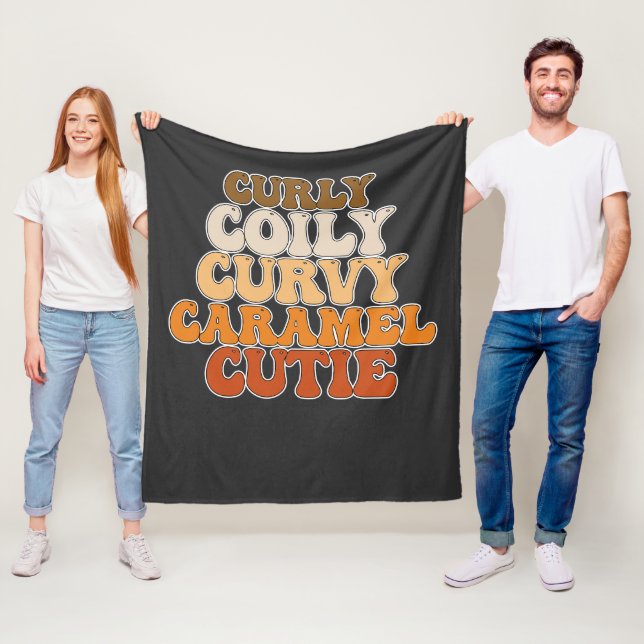 Juneteenth Curly Coily Curvy Caramel Cutie Fleece Blanket (In Situ)