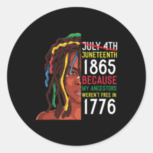 Juneteenth Day Ancestors Free 1776 July 4th Black Classic Round Sticker
