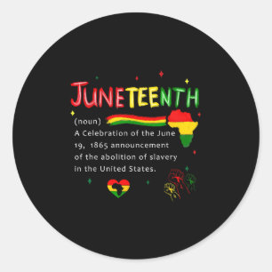 Juneteenth Definition Black African American Men W Classic Round Sticker