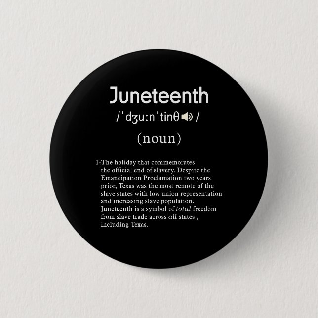 juneteenth definition circle 6 cm round badge (Front)