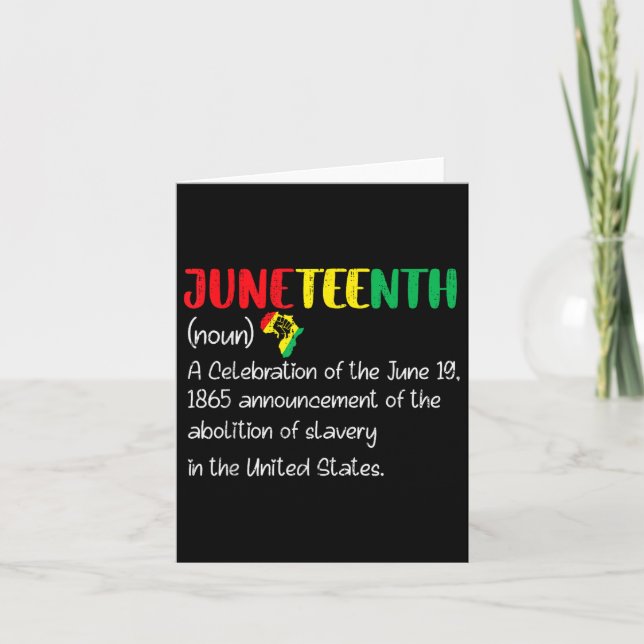 Juneteenth Definition June 19 1865 Freedom African Card (Front)