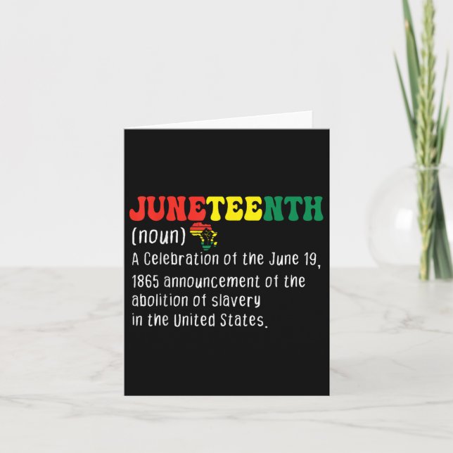Juneteenth Definition Men Women Celebrating Black  Card (Front)
