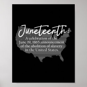 Juneteenth Definition Usa Map American Flag Black  Poster
