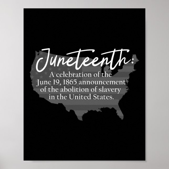 Juneteenth Definition Usa Map American Flag Black  Poster (Front)