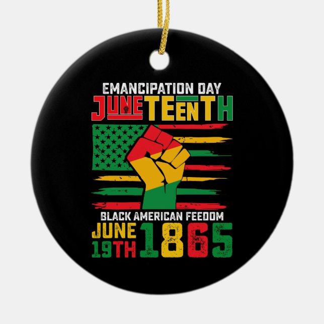 Juneteenth Emancipation Day Black American Freedom Ceramic Tree Decoration (Front)