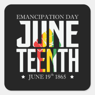 Juneteenth   Emancipation Day   Red Black Green Square Sticker
