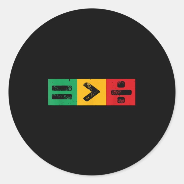 Juneteenth Equality Is Greater Than Division Afro  Classic Round Sticker (Front)