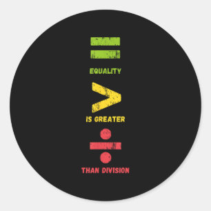 Juneteenth Equality Is Greater Than Division Afro Classic Round Sticker