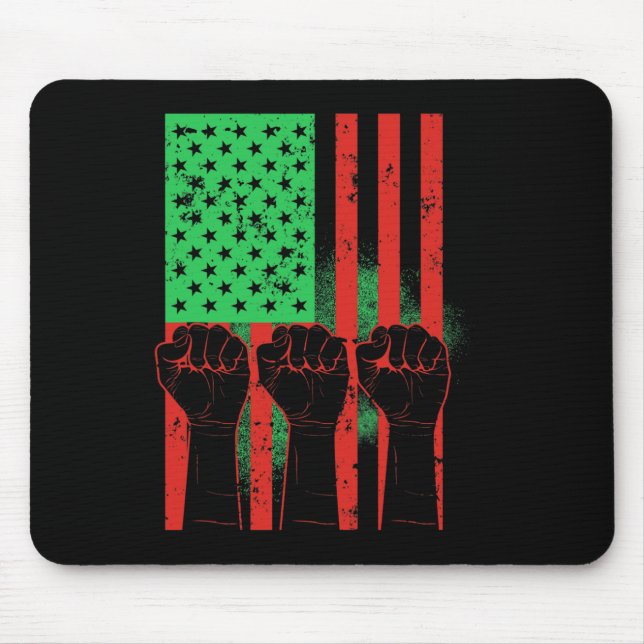 Juneteenth Fists Black African American Flag Pride Mouse Pad (Front)