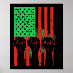 Juneteenth Fists Black African American Flag Pride Poster