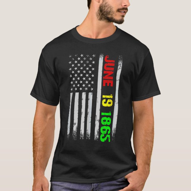 Juneteenth Flag June 19 1865 Black History Junetee T-Shirt (Front)