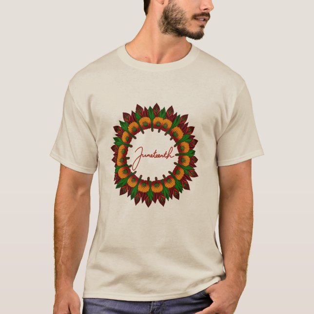 Juneteenth floral mandala African-inspired colours T-Shirt (Front)