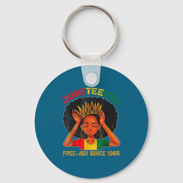 Juneteenth free-ish since 1865 black pride key ring (Front)