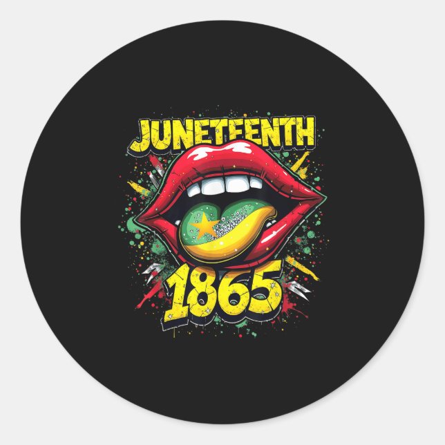 Juneteenth Freedom 1865 Celebrating Lips African  Classic Round Sticker (Front)