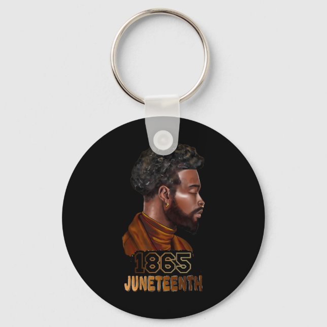 Juneteenth Freedom 1865 Melanin Afro Black Men Bla Key Ring (Front)