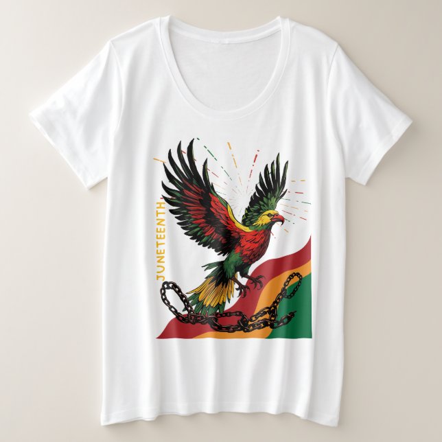 Juneteenth freedom birds soaring from open chains plus size T-Shirt (Design Front)