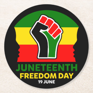 Juneteenth Freedom Day Black History Round Paper Coaster
