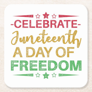 Juneteenth, Freedom of African American. Square Paper Coaster